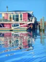 "Sausalito Pink Houseboat" Painting
